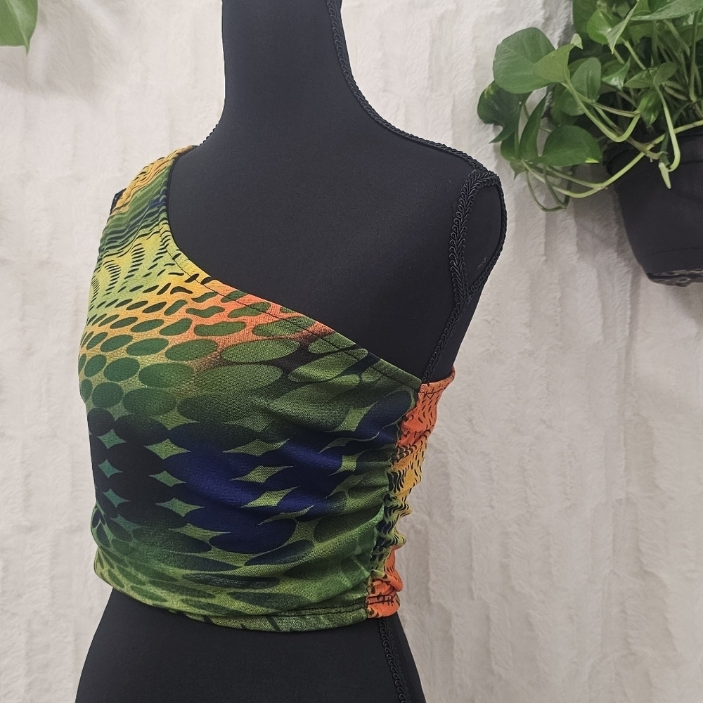 Fashion Nova Asymmetrical Multicolor Top - Picture 2 of 6